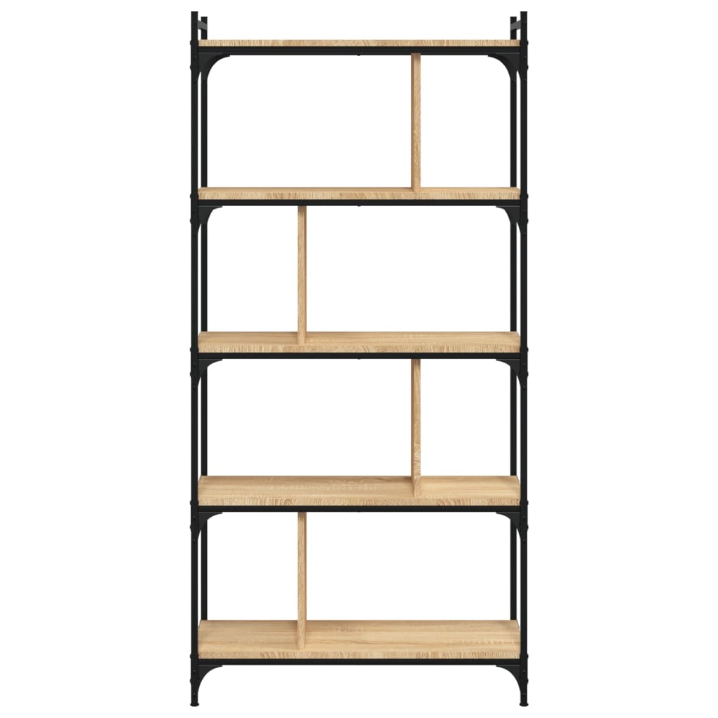 Bookcase 5-Tier Sonoma Oak 76x32x158 cm Engineered Wood