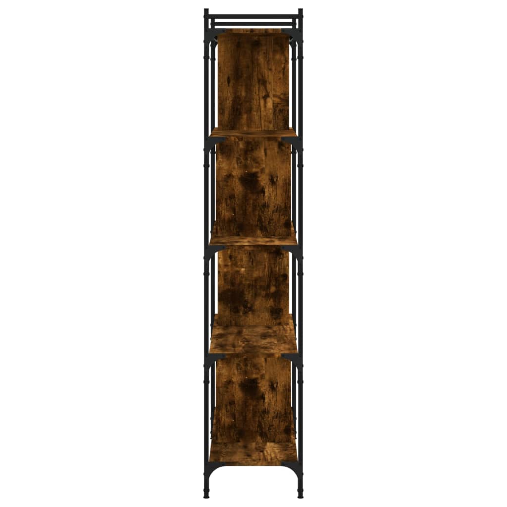 Bookcase 5-Tier Smoked Oak 76x32x158 cm Engineered Wood