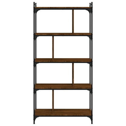 Bookcase 5-Tier Brown Oak 76x32x158 cm Engineered Wood