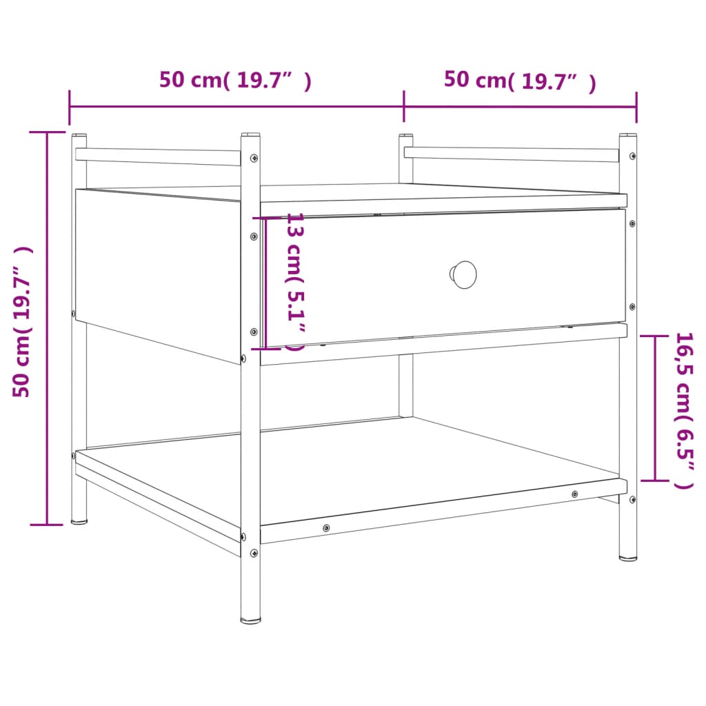 Coffee Table Sonoma Oak 50x50x50 cm Engineered Wood