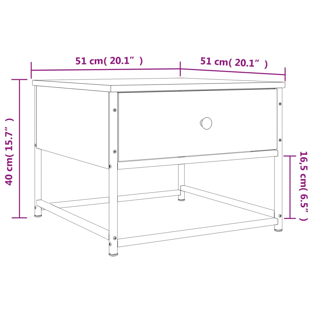 Coffee Table Black 51x51x40 cm Engineered Wood