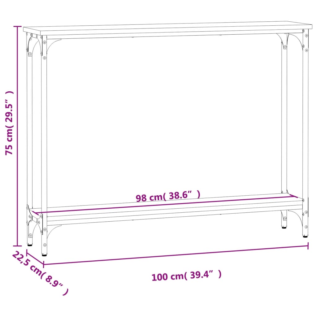 Console Table Sonoma Oak 100x22.5x75 cm Engineered Wood