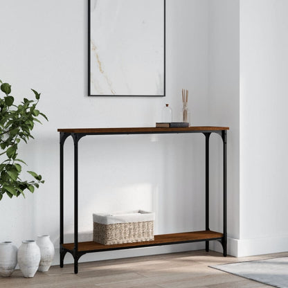 Console Table Brown Oak 100x22.5x75 cm Engineered Wood