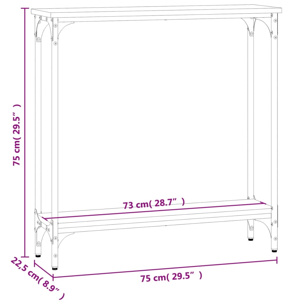 Console Table Black 75x22.5x75 cm Engineered Wood