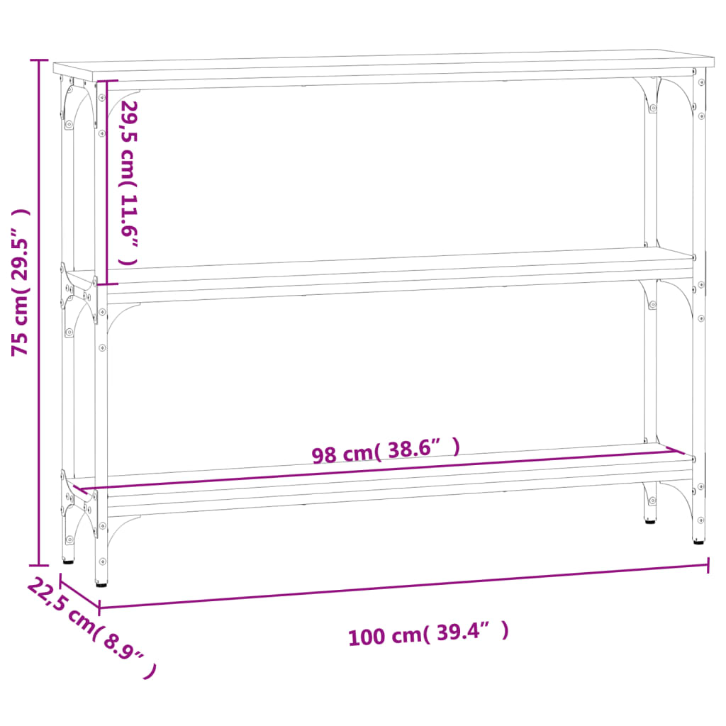 Console Table Grey Sonoma 100x22.5x75 cm Engineered Wood