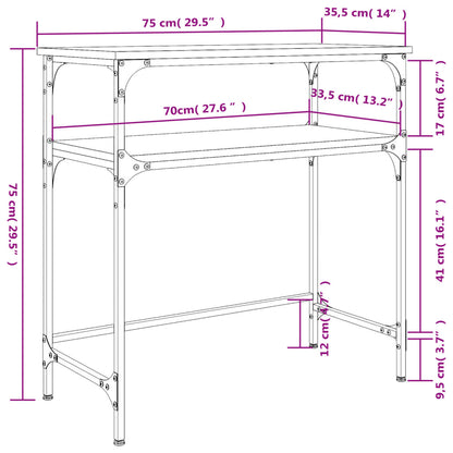 Console Table Smoked Oak 75x35.5x75 cm Engineered Wood