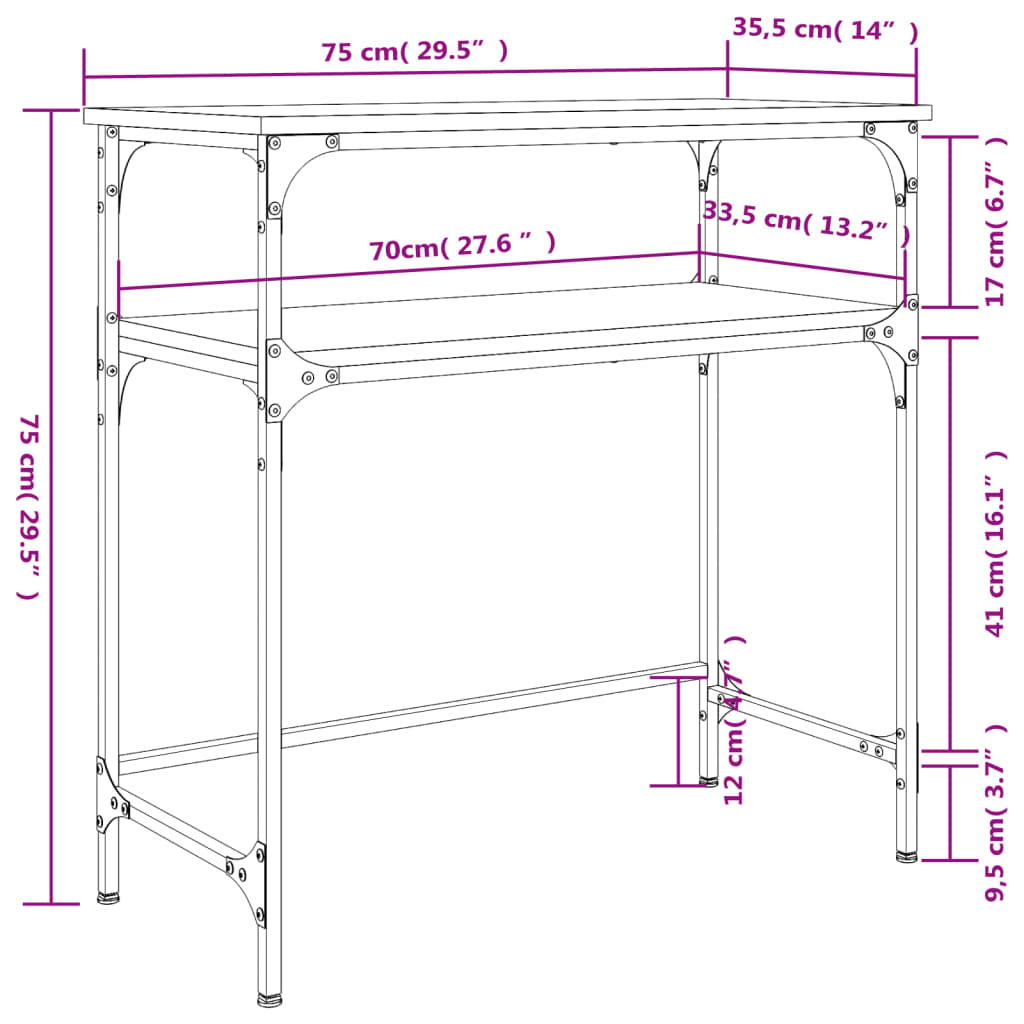 Console Table Brown Oak 75x35.5x75 cm Engineered Wood