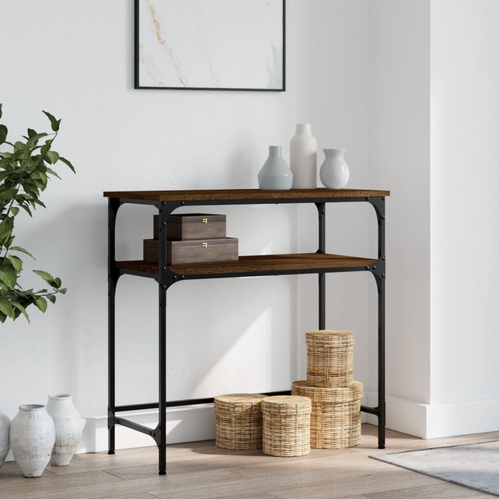 Console Table Brown Oak 75x35.5x75 cm Engineered Wood