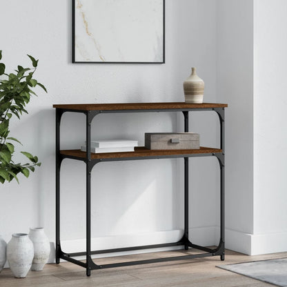 Console Table Brown Oak 75x35.5x75 cm Engineered Wood