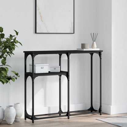 Console Table Black 90x22.5x75 cm Engineered Wood