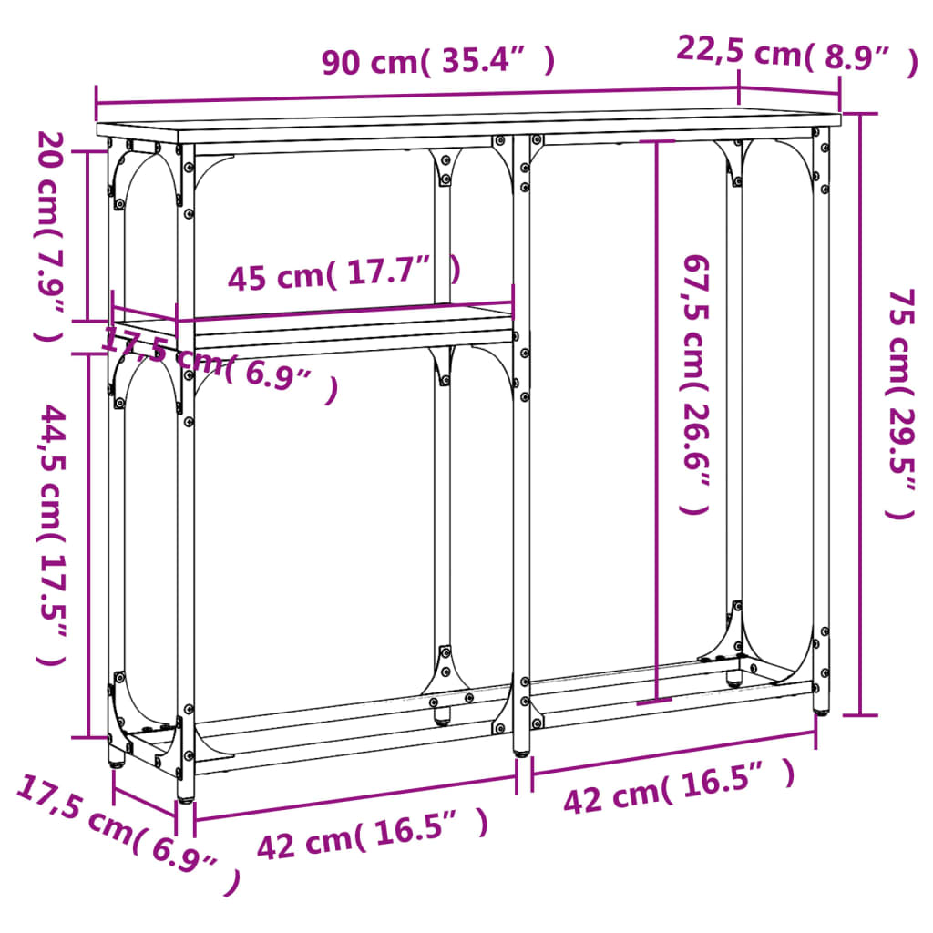 Console Table Smoked Oak 90x22.5x75 cm Engineered Wood