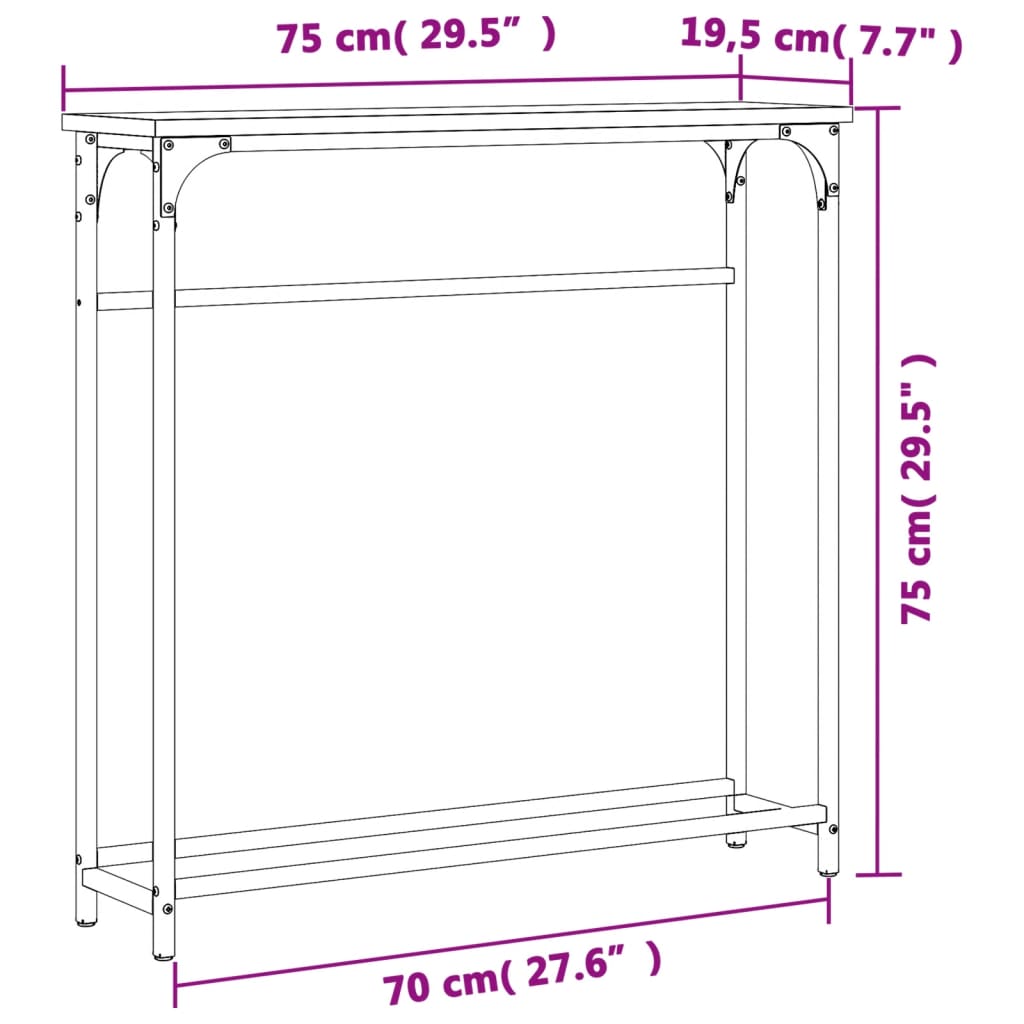 Console Table Sonoma Oak 75x19.5x75 cm Engineered Wood