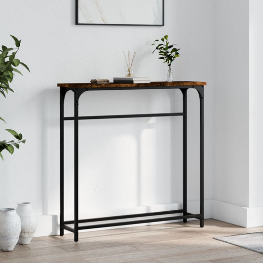 Console Table Smoked Oak 75x19.5x75 cm Engineered Wood