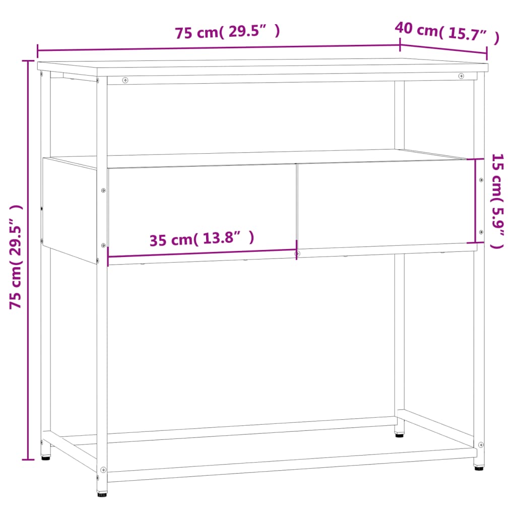 Console Table Black 75x40x75 cm Engineered Wood