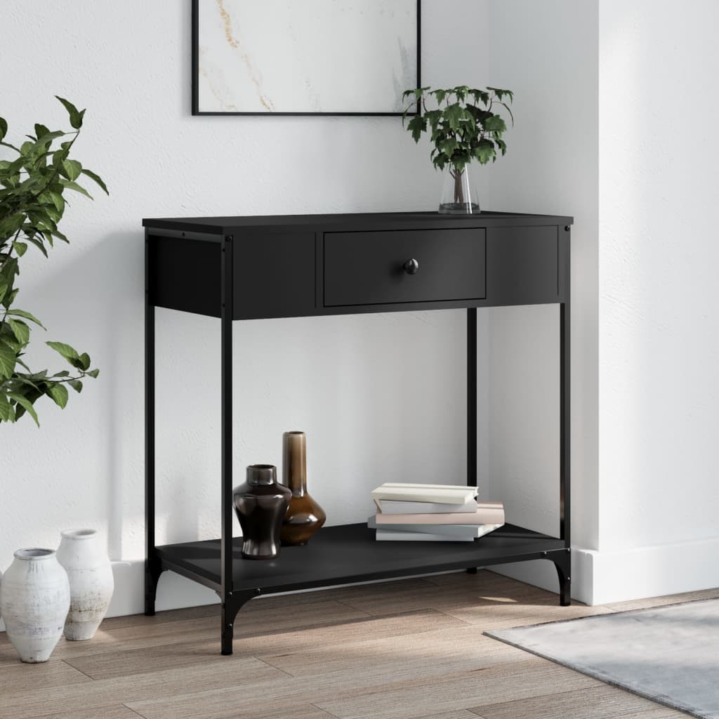 Console Table Black 75x34.5x75 cm Engineered Wood