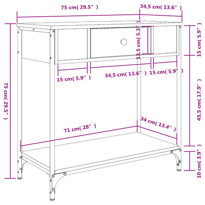 Console Table Grey Sonoma 75x34.5x75 cm Engineered Wood