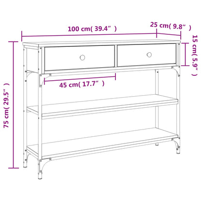 Console Table Brown Oak 100x25x75 cm Engineered Wood