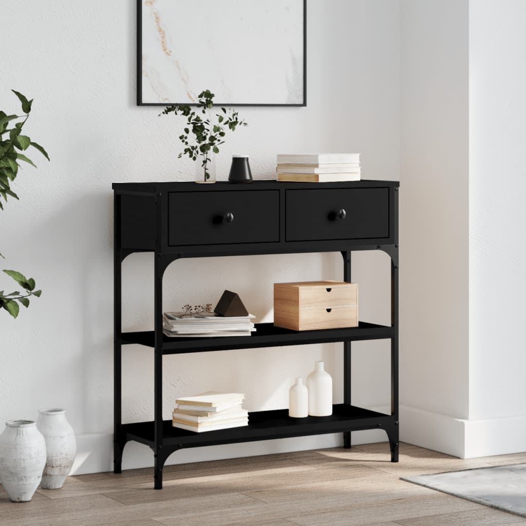 Console Table Black 72.5x25x75 cm Engineered Wood