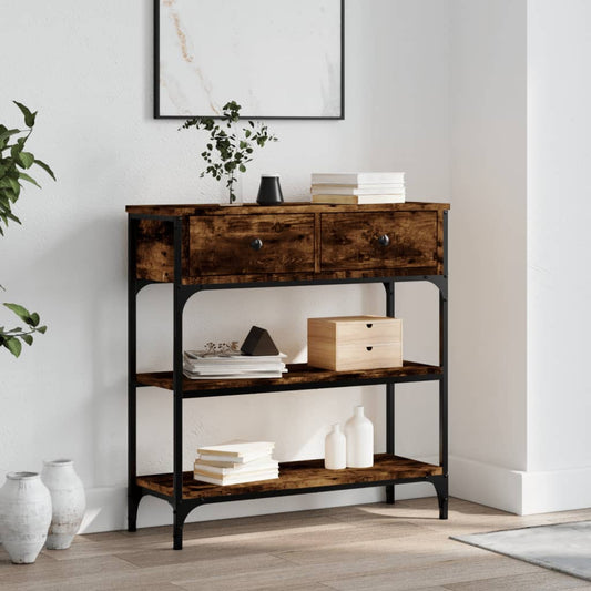 Console Table Smoked Oak 72.5x25x75 cm Engineered Wood