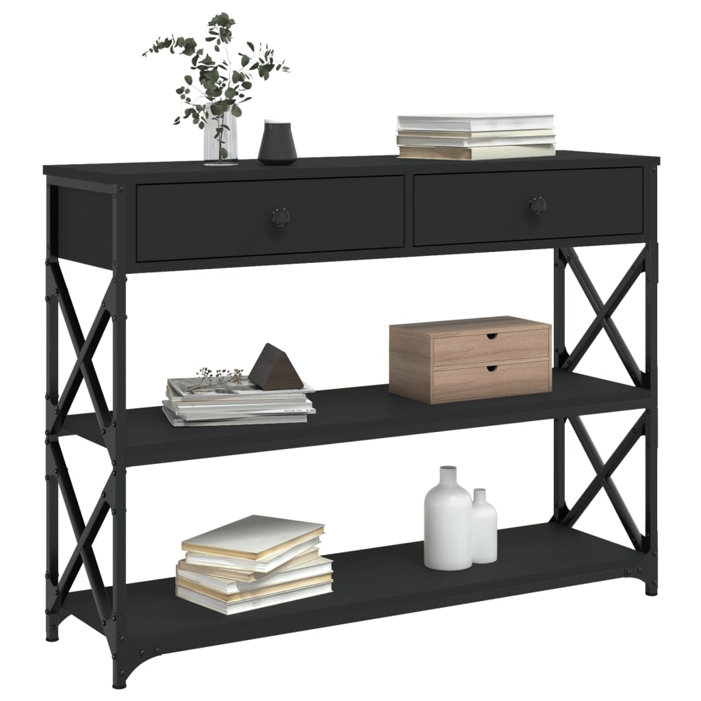 Console Table Black 100x28x75 cm Engineered Wood