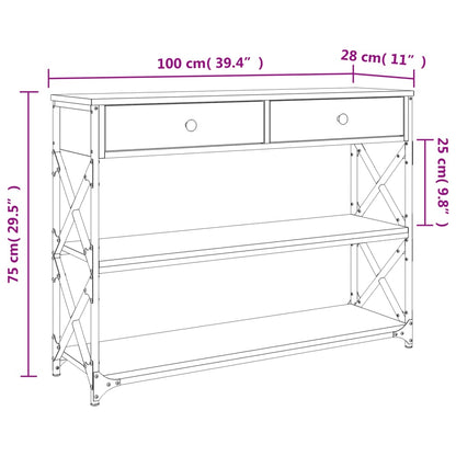 Console Table Smoked Oak 100x28x75 cm Engineered Wood