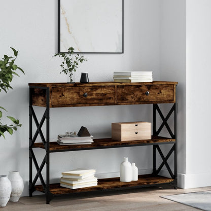 Console Table Smoked Oak 100x28x75 cm Engineered Wood