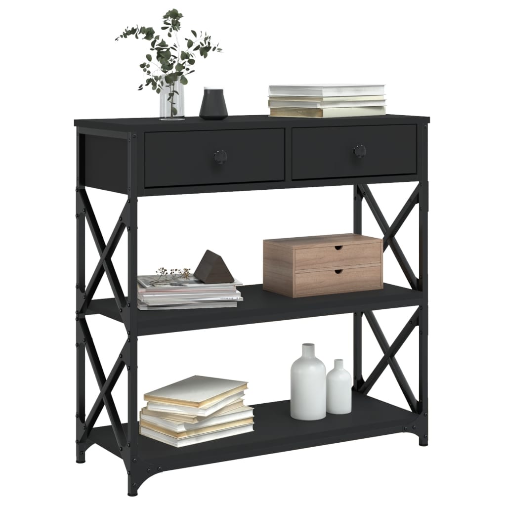 Console Table Black 75x28x75 cm Engineered Wood