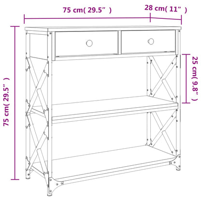 Console Table Black 75x28x75 cm Engineered Wood