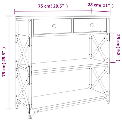 Console Table Smoked Oak 75x28x75 cm Engineered Wood