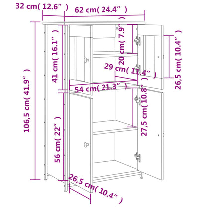 Highboard Grey Sonoma 62x32x106.5 cm Engineered Wood