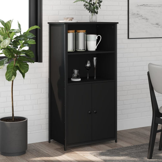 Highboard Black 62x36x121.5 cm Engineered Wood