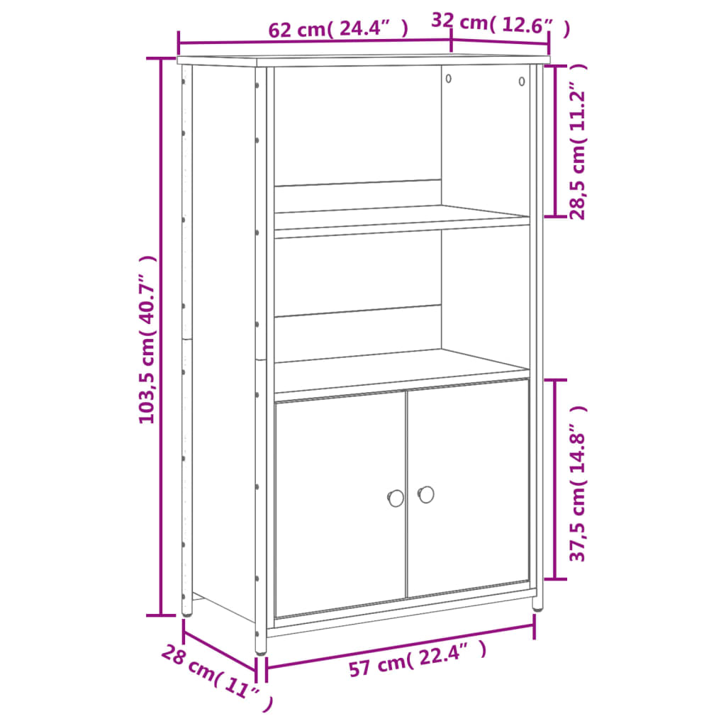 Highboard Grey Sonoma 62x32x103.5 cm Engineered Wood