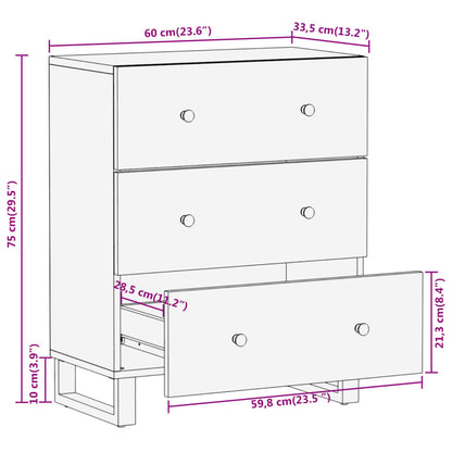 Side Cabinet Brown and Black 60x33.5x75 cm Solid Wood Mango