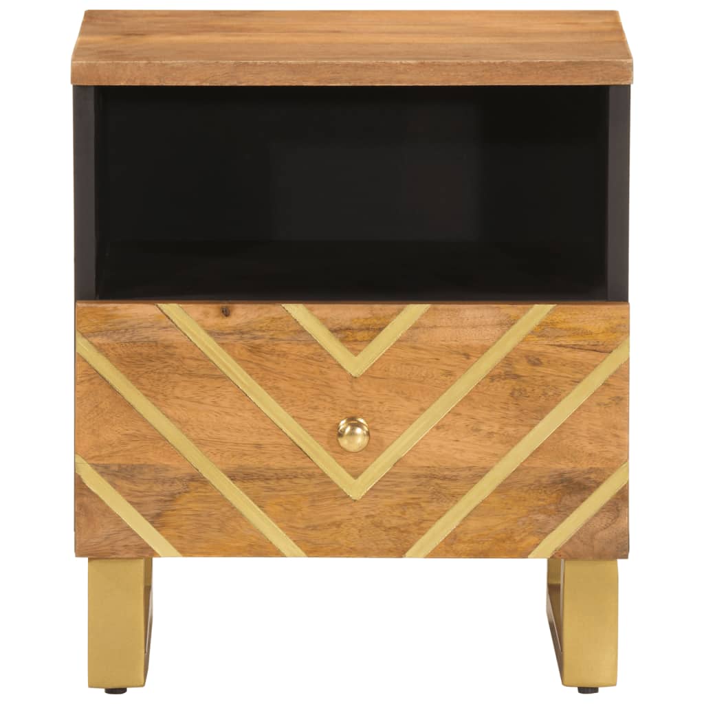 Bedside Cabinet Brown and Black Solid Wood Mango