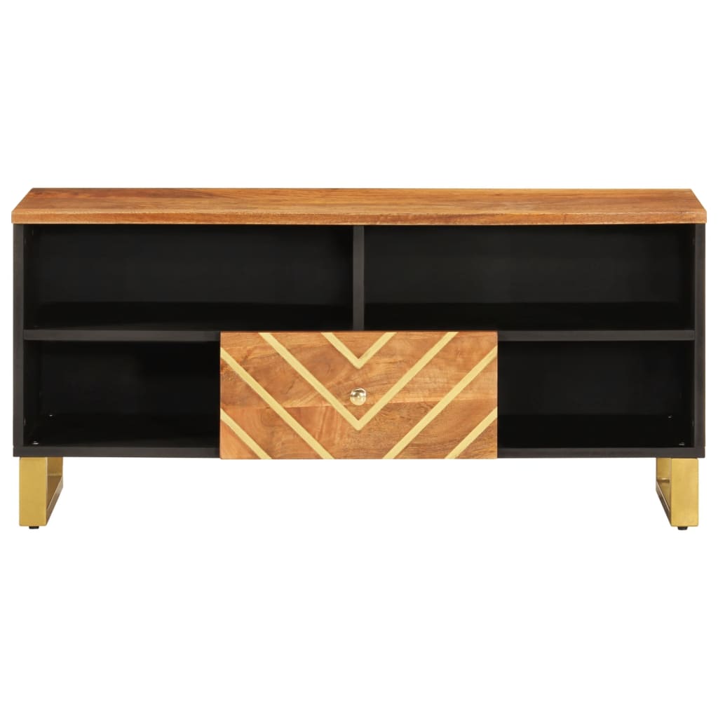 TV Cabinet Brown and Black 100x33.5x46 cm Solid Wood Mango