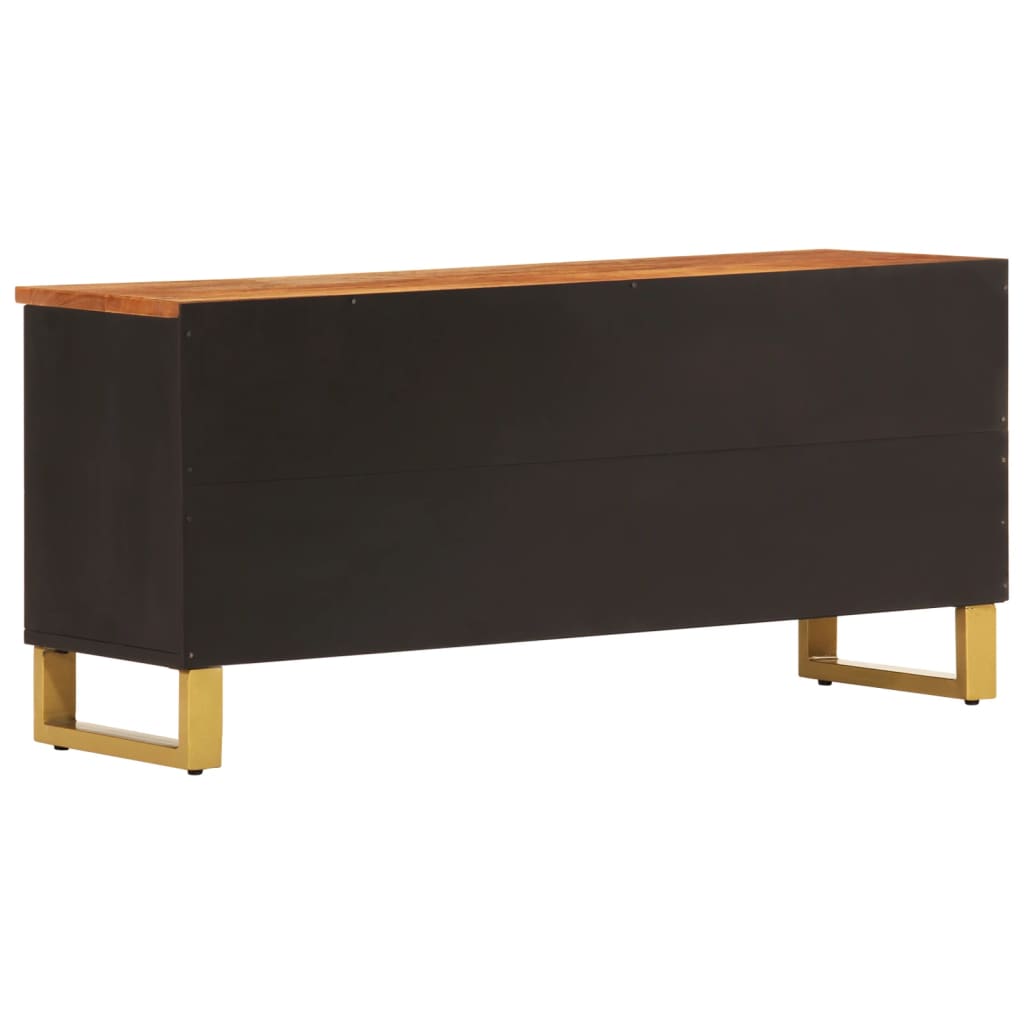 TV Cabinet Brown and Black 100x33.5x46 cm Solid Wood Mango