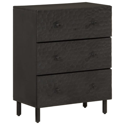 Side Cabinet Black 60x33x75 cm Solid Wood Mango