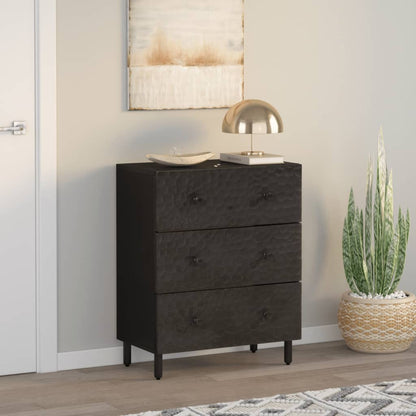 Side Cabinet Black 60x33x75 cm Solid Wood Mango