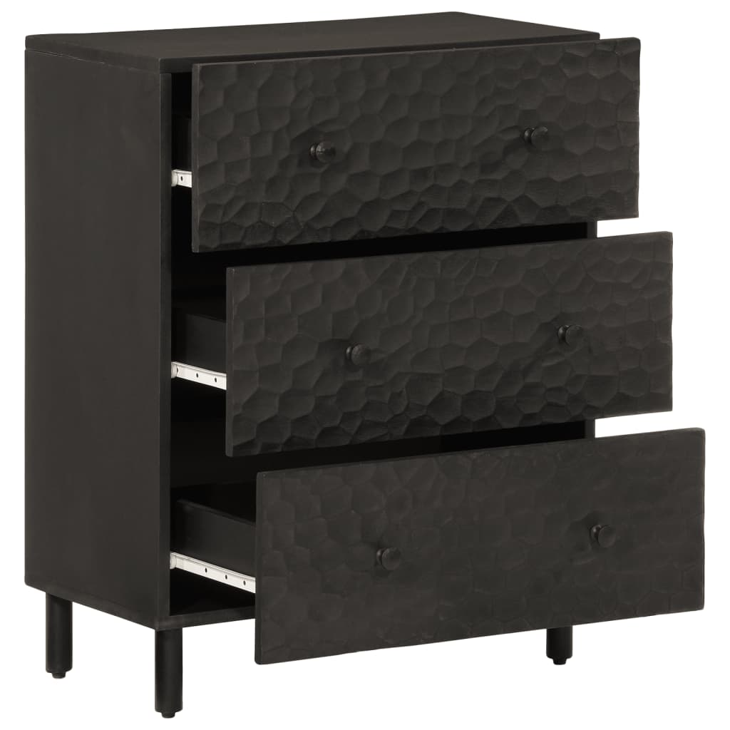 Side Cabinet Black 60x33x75 cm Solid Wood Mango