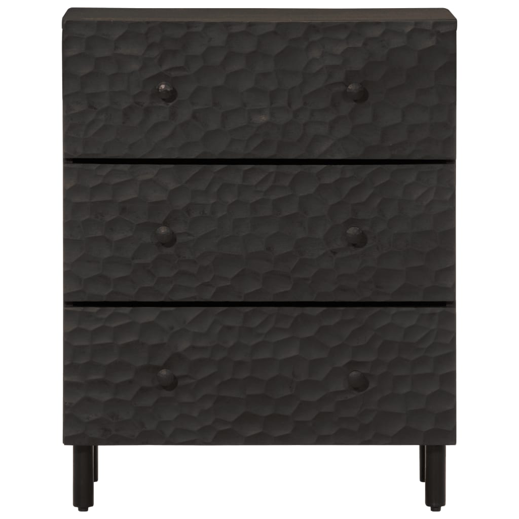 Side Cabinet Black 60x33x75 cm Solid Wood Mango