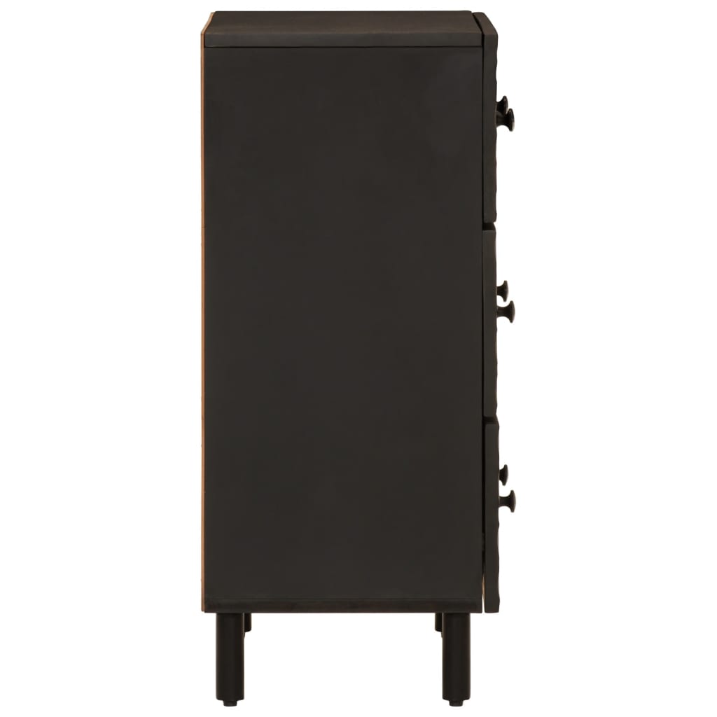 Side Cabinet Black 60x33x75 cm Solid Wood Mango