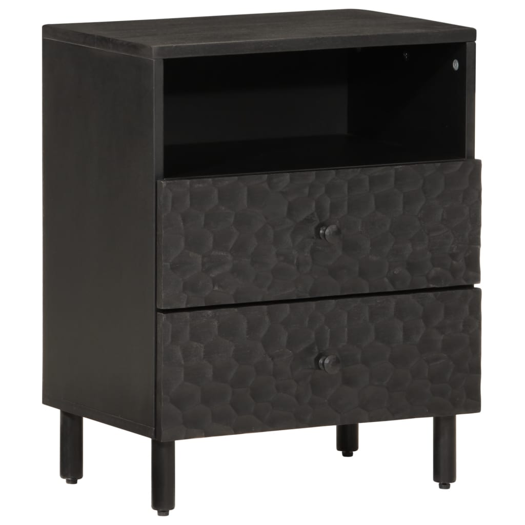 Bedside Cabinet Black 50x33x60 cm Solid Wood Mango