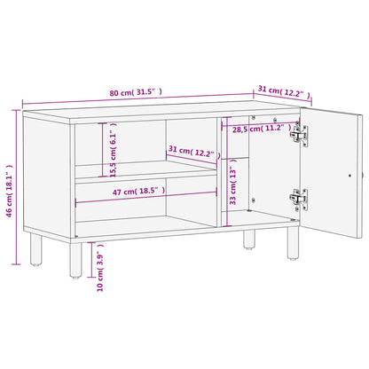 TV Cabinet Black 80x31x46 cm Solid Wood Mango