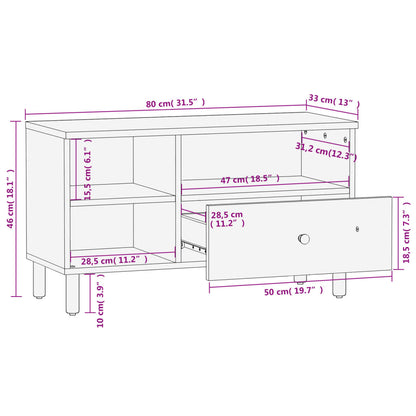 TV Cabinet Black 80x33x46 cm Solid Wood Mango