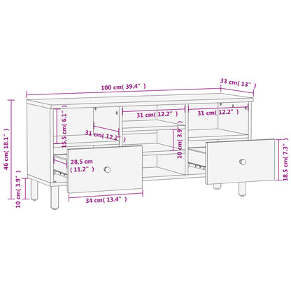 TV Cabinet Black 100x33x46 cm Solid Wood Mango