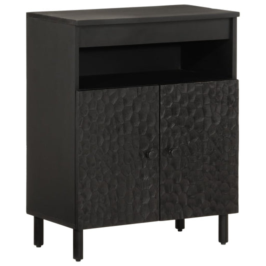 Side Cabinet Black 60x33x75 cm Solid Wood Mango