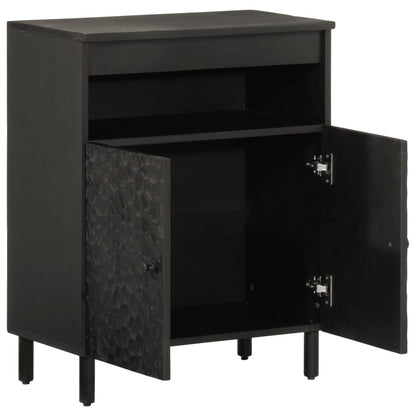 Side Cabinet Black 60x33x75 cm Solid Wood Mango