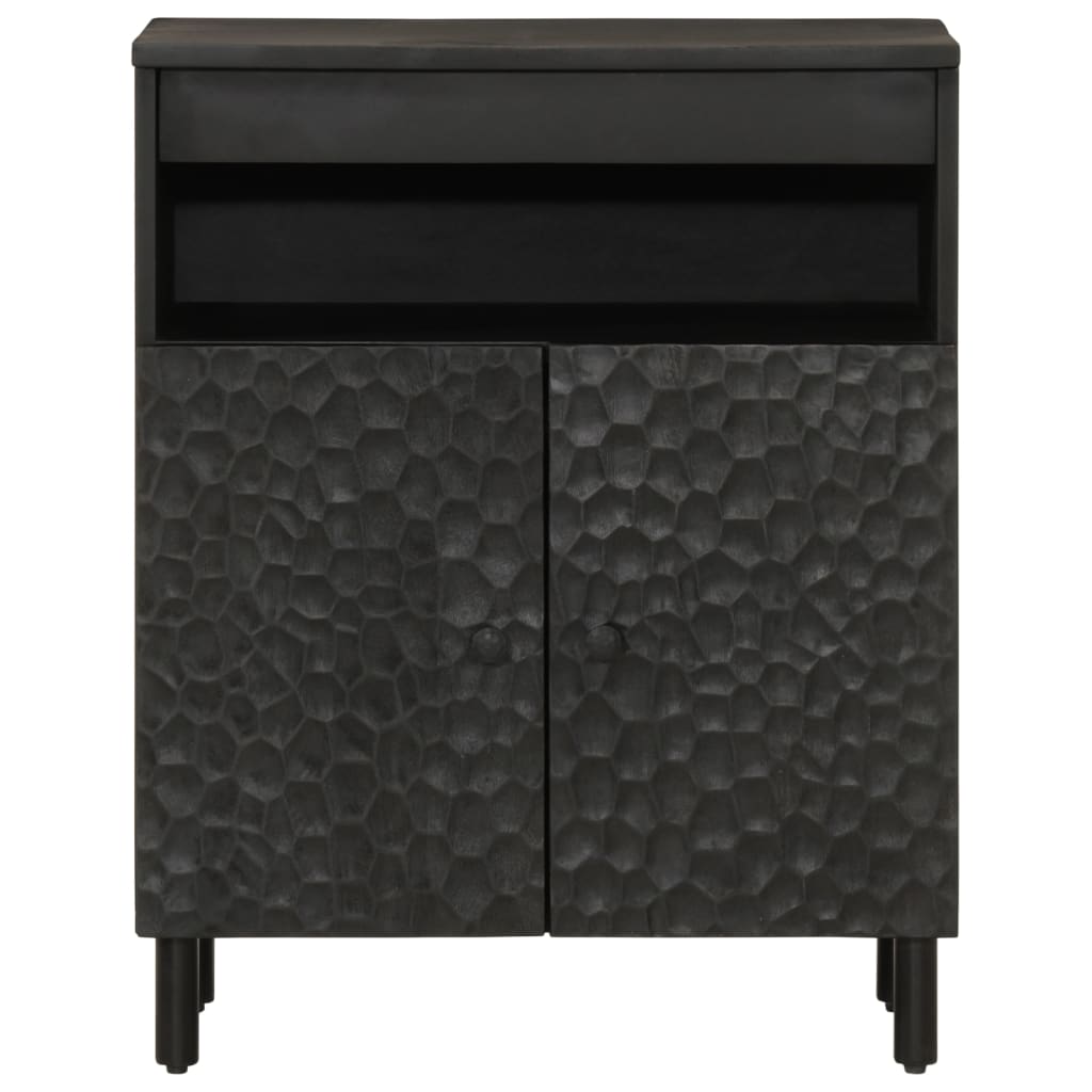 Side Cabinet Black 60x33x75 cm Solid Wood Mango