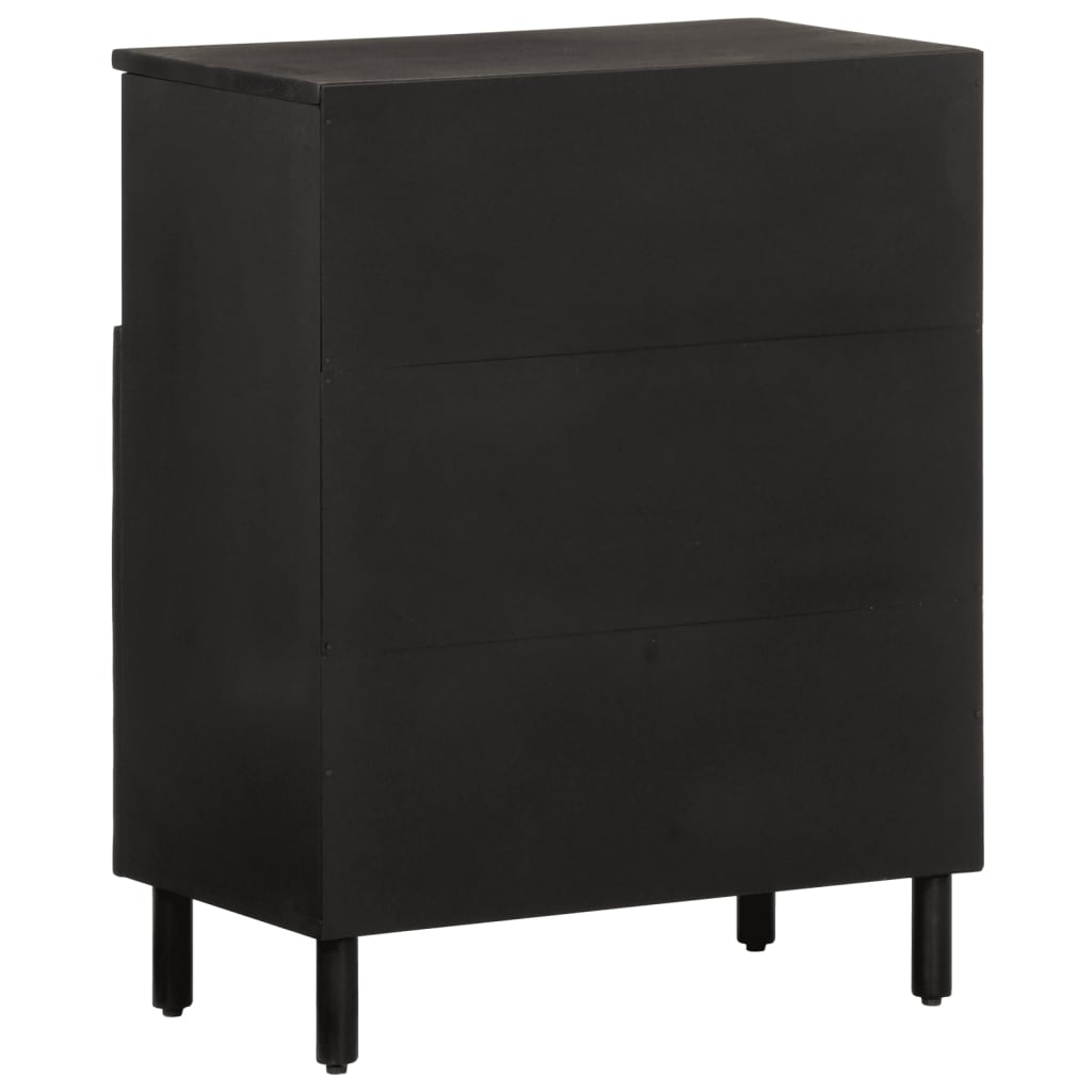 Side Cabinet Black 60x33x75 cm Solid Wood Mango