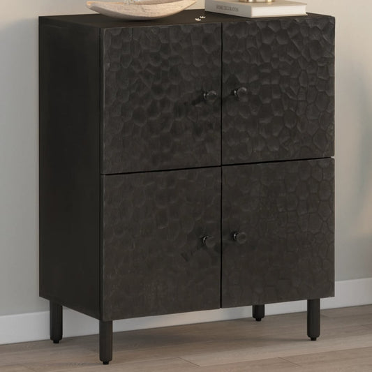 Side Cabinet Black 60x33x75 cm Solid Wood Mango